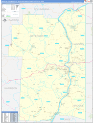 Weirton-Steubenville Metro Area Wall Map Basic Style 2024